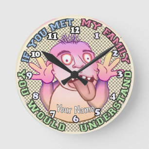 Verspieltes Familien-Gesicht Runde Wanduhr