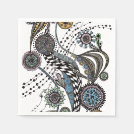 Verspieltes farbenfrohes Zentangle-Blumenmuster-Pa Serviette