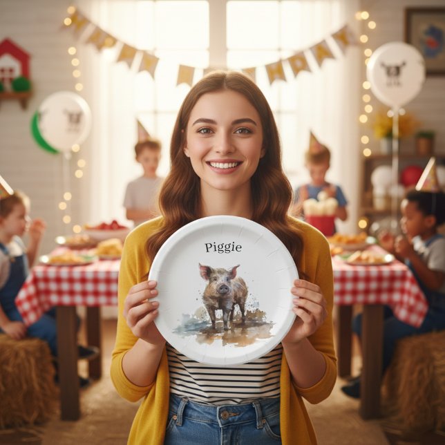 Verspieltes Ferkel, individuell Pappteller (Von Creator hochgeladen)
