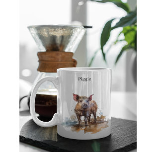 Verspieltes Ferkel, individuell Zweifarbige Tasse