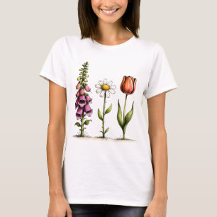 Verspieltes florales Design Fingerhut Gänseblümche T-Shirt
