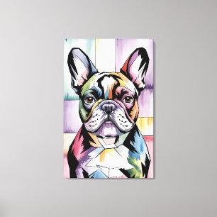 Verspieltes Französische-Bulldogge-Mosaikporträt Leinwanddruck