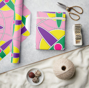 Verspieltes geometrisches Quermuster Geschenkpapier