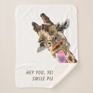 Verspieltes Giraffe Tongue Out Sherpa Blanket - Lä Sherpadecke