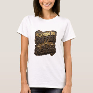 Verspieltes Gold LÄUFT AUF KAFFEE UND SCHLECHTEN E T-Shirt