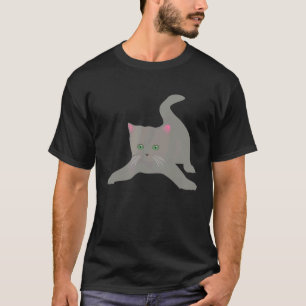 Verspieltes graues Kätzchen mit grünen Augen Katz T-Shirt