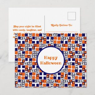 verspieltes Halloween-Muster Feiertagspostkarte