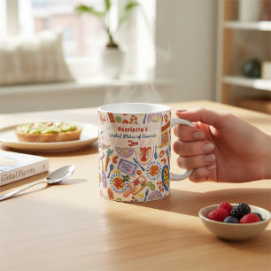 Verspieltes handgezeichnetes Foodie-Muster Foodie- Kaffeetasse
