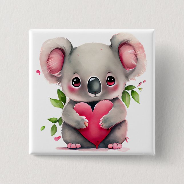Verspieltes Herz - Kinder Valentinstag Button (Vorderseite)
