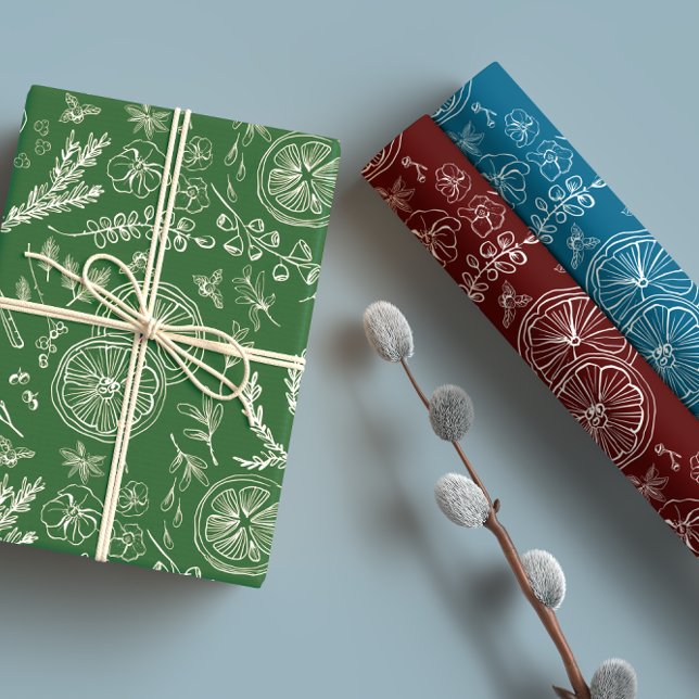 Verspieltes Jewel Tone Moderne Nordic Line Art Geschenkpapier Set (Von Creator hochgeladen)