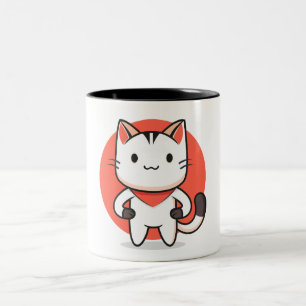 Verspieltes Katzendesign Keramikbecher Zweifarbige Tasse