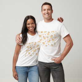 Verspieltes Katzenmuster T-Shirt