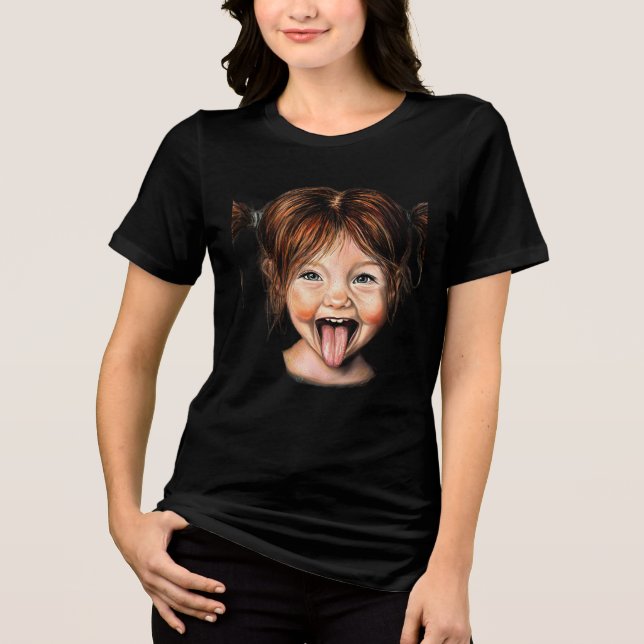 Verspieltes Mädchen T-Shirt Tri-Blend Shirt (Vorderseite)