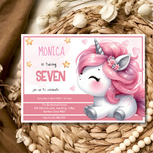 Verspieltes Magie-Pastell-Einhorn-Kindergeburtstag Einladung