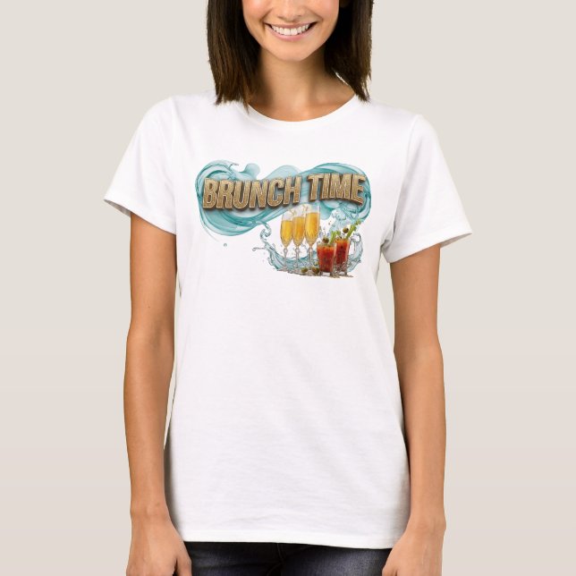 Verspieltes Orange BRUNCH TIME Textdesign T-Shirt (Vorderseite)