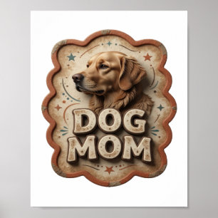 Verspieltes orangefarbenes DOG MOM künstlerisches Poster