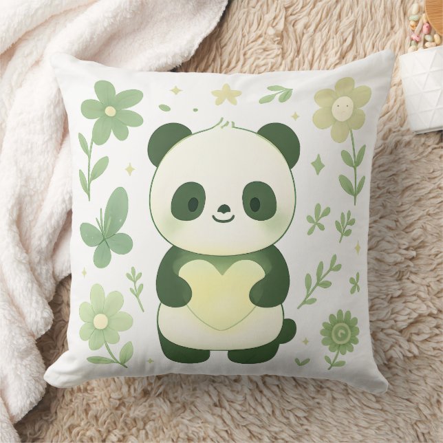 Verspieltes Panda-Herz-Wurfkissen Kissen (Decke)
