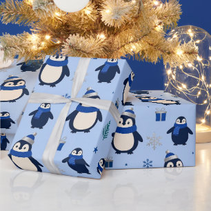 Verspieltes Pinguin-Winter-Verpackungspapier Geschenkpapier