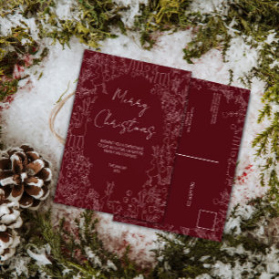 verspieltes Rentier & Winter Botanik - Weihnachten Postkarte
