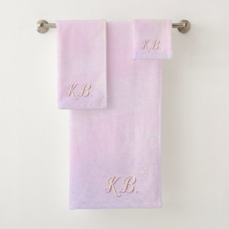 Verspieltes rosa Wasserfarben-College-Wohnheim-Ess Badhandtuch Set