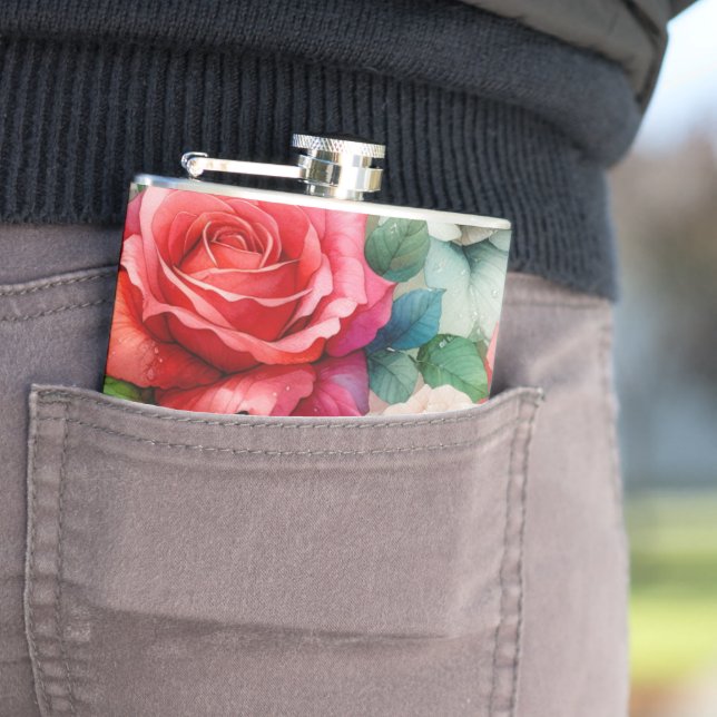 Verspieltes Rosenmuster Flachmann (Beispiel)