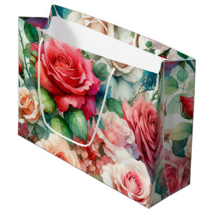 Verspieltes Rosenmuster Große Geschenktüte