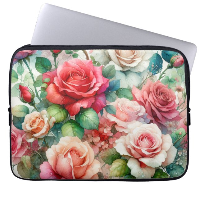Verspieltes Rosenmuster Laptopschutzhülle (Vorderseite)