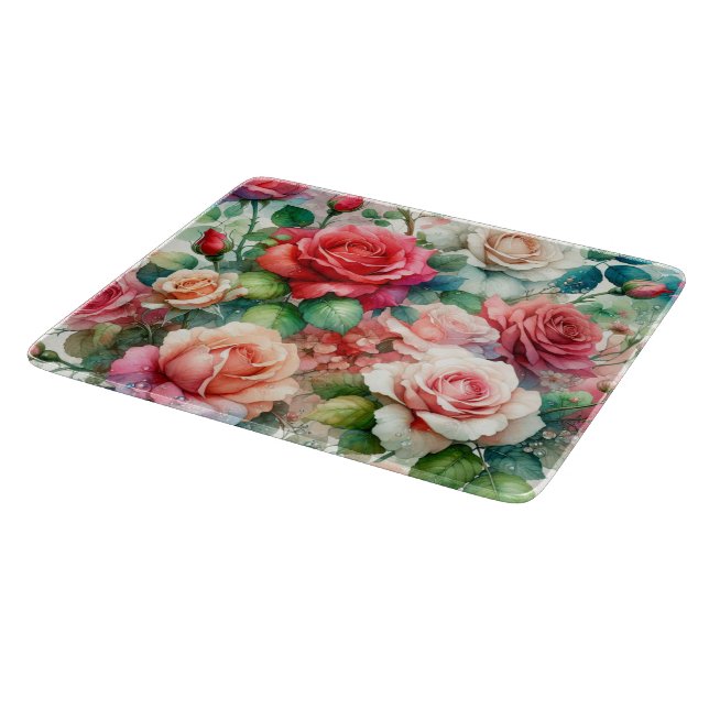 Verspieltes Rosenmuster Schneidebrett (Ecke)