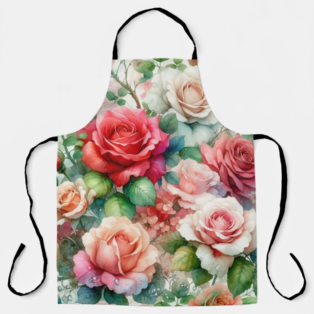Verspieltes Rosenmuster Schürze (Vorderseite)