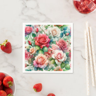 Verspieltes Rosenmuster Serviette