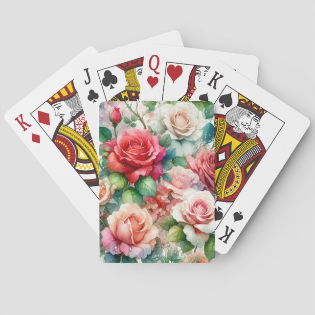 Verspieltes Rosenmuster Spielkarten (Rückseite)