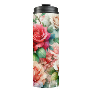 Verspieltes Rosenmuster Thermosbecher