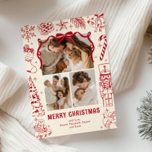 Verspieltes rotes Doodle 3 Foto Weihnachten