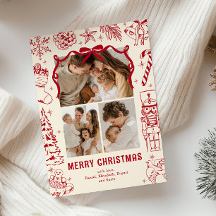 Verspieltes rotes Doodle 3 Foto Weihnachten