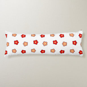 Verspieltes rotes und weißes Blumen Retro-Blumende Seitenschläferkissen
