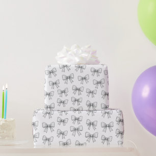 Verspieltes Schleifen-Doodle-Muster Neutral  Geschenkpapier
