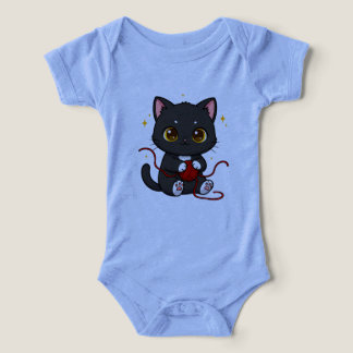 Verspieltes schwarzes Katzen-Chibi-Design