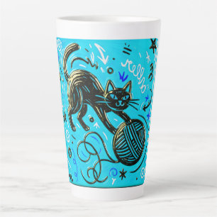 Verspieltes schwarzes Katzen-Design Milchtasse