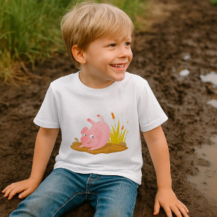 Verspieltes Schwein im Schlamm Lustiges Farmtier T-Shirt