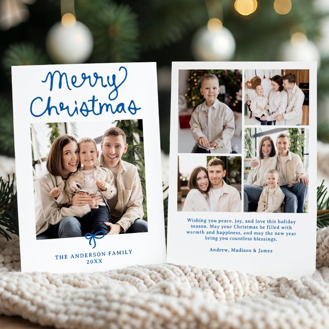Verspieltes Skript Blaues Schleife Weihnachten 5 F (Von Creator hochgeladen)