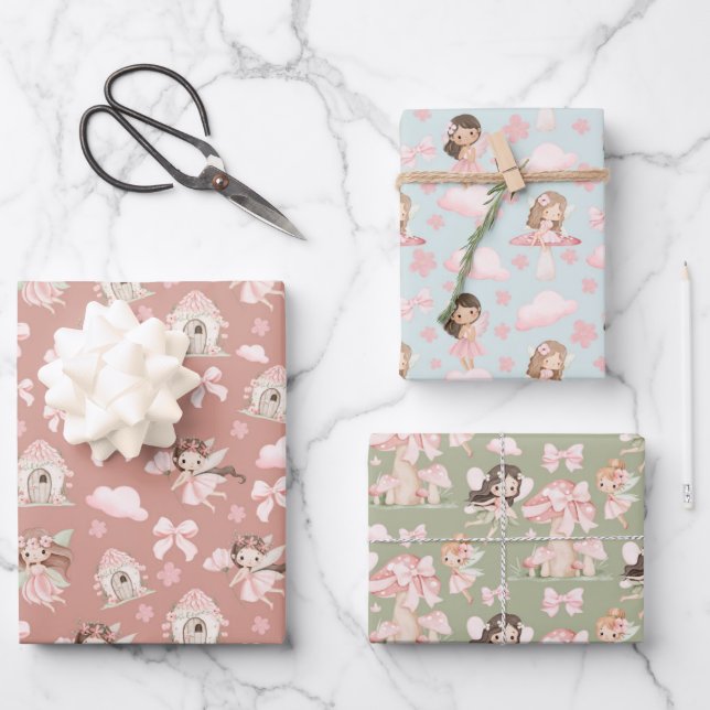 Verspieltes süßes Märchen-Geschenkverpackungsset f Geschenkpapier Set (Vorderseite)