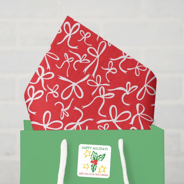 Verspieltes süßes Weihnachtsbögen-Muster Mädchen-G Seidenpapier (Whimsical Cute Christmas Bows Pattern Girly Gift Red White Tissue Paper
)