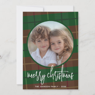 Verspieltes Weihnachtsfoto - Kalligrafie und Karo Feiertagskarte