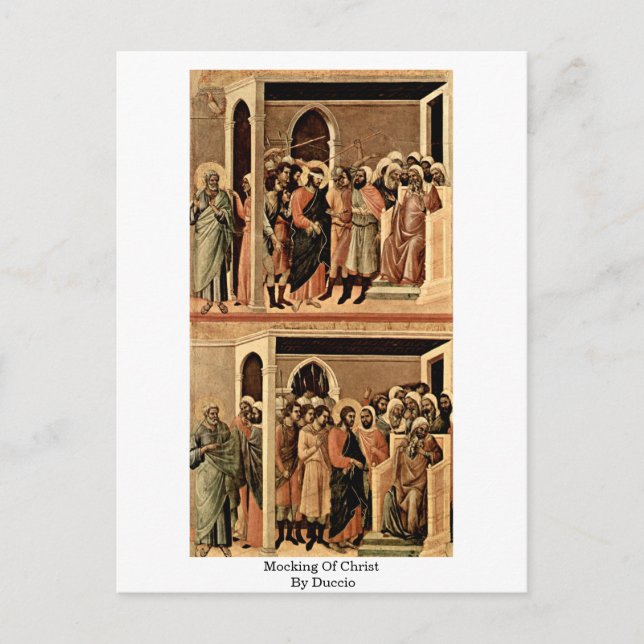 Verspottung Christi durch Duccio Postkarte (Vorderseite)