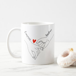 Versprechen, Hände mit Namen zu halten Valentinsta Kaffeetasse