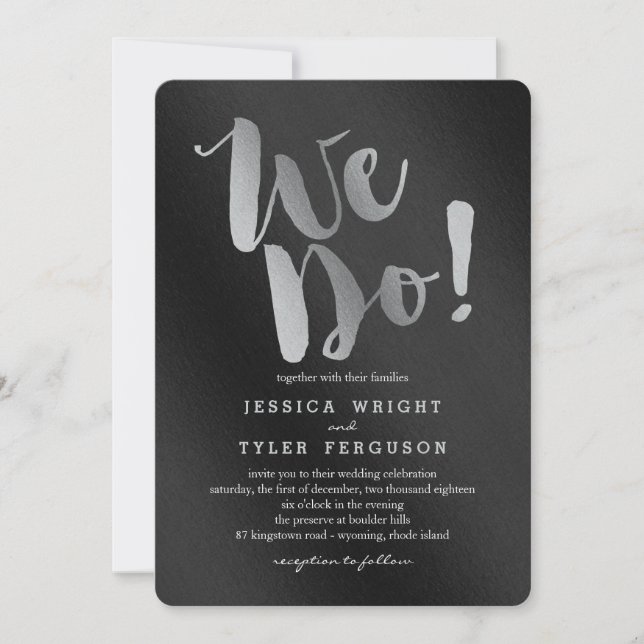 Versprechen Hochzeitsfeierlichkeiten Silver Einladung (Vorderseite)