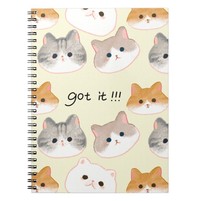 "Verstanden! Adorable Cat Faces Notebook 🐾 Notizblock (Vorderseite)