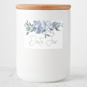 Verstaubte blaue Blumen Date Night Glas Lebensmitteletikett