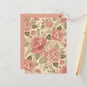 Verstaubte Florale Muse - Verstaubte Rosen-Salbei- Postkarte