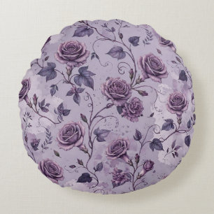 Verstaubte Lavendel-Rosa-Stimmungshüfte Blumen Rundes Kissen